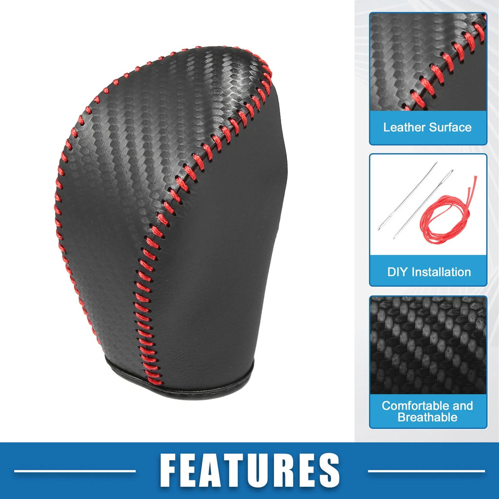 Gear Shifting Knob Cover for Nissan Altima (2013–2018) Faux Leather Black Red