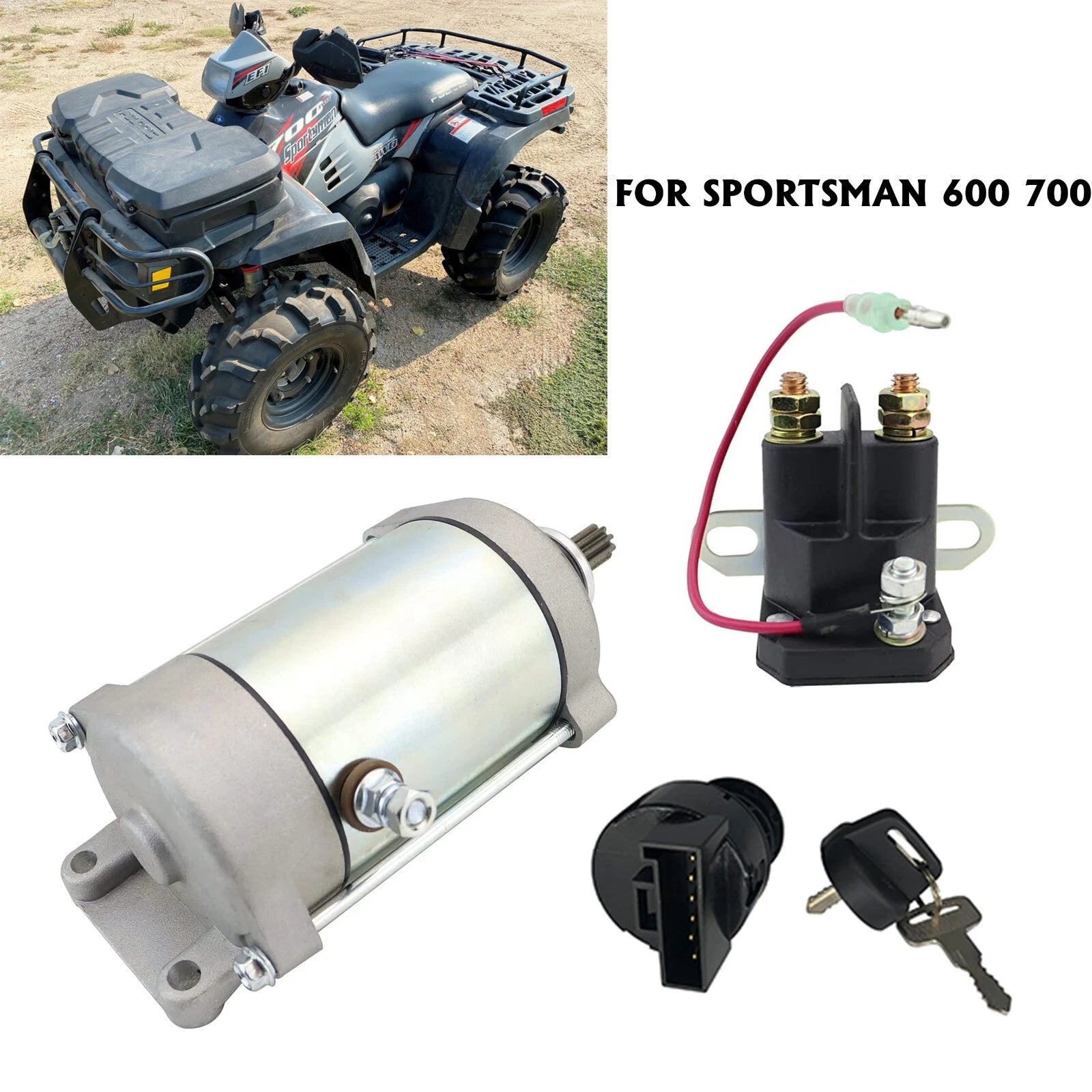 Starter for Polaris Sportsman 700 (2002–2004) with Relay & Ignition Key Switch