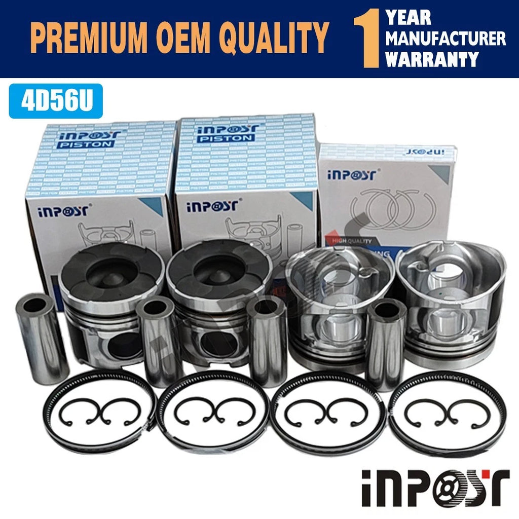 Set of 4 Pistons with Rings 4D56U 4D56TDI for Mitsubishi L200 Triton
