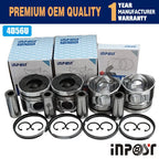 Set of 4 Pistons with Rings 4D56U 4D56TDI for Mitsubishi L200 Triton