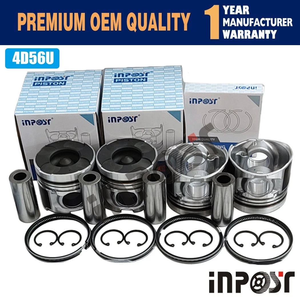 Set of 4 Pistons with Rings 4D56U 4D56TDI for Mitsubishi L200 Triton