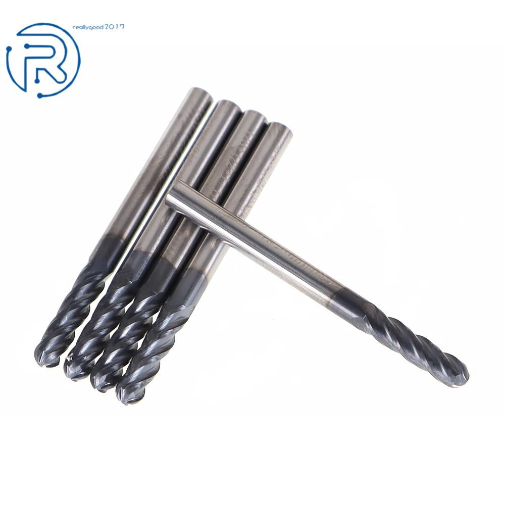 Set of 5 Ball Nose Carbide End Mills (1/8" x 1-1/2")