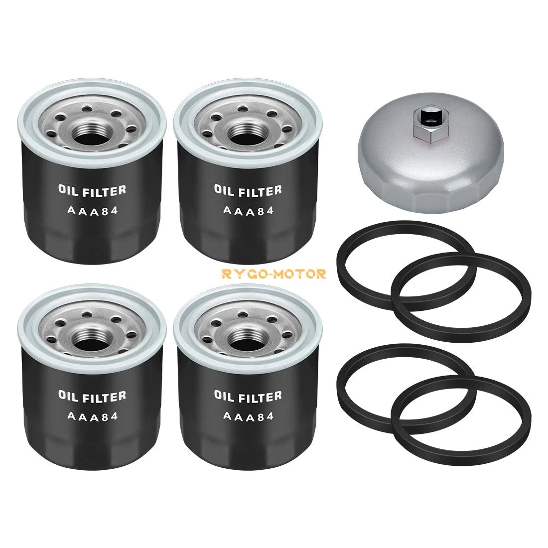 4 Pack Oil Filter & Wrench for Kawasaki (49065-7010, 49065-2071, 49065-0724)