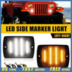 Clear Front Fender Turn Signal w/ Amber LED for Jeep Wrangler YJ (1987–1995)