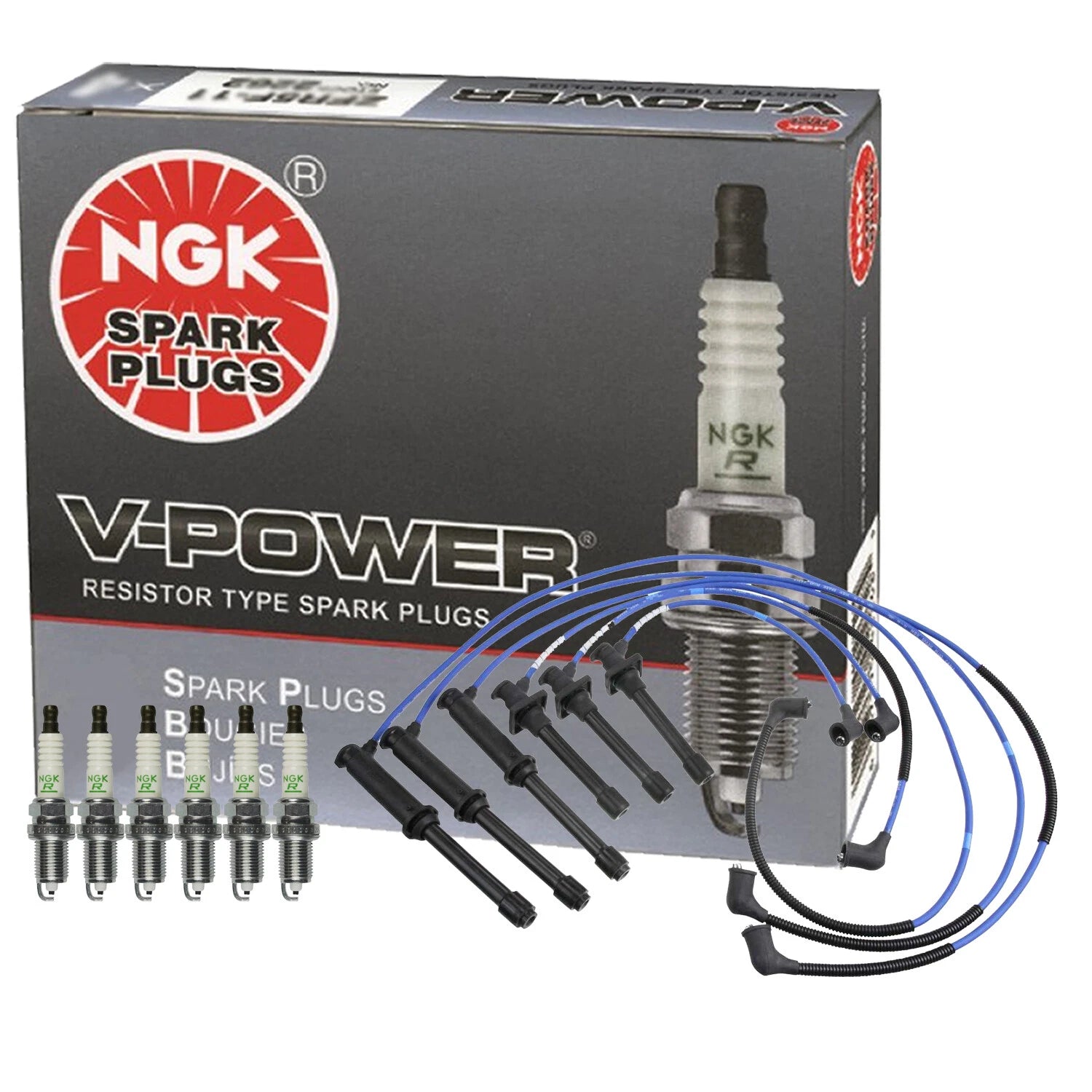 NGK 6 V-Power Spark Plugs Kit for Mazda 626 MX-6 Millenia (1992–2002)