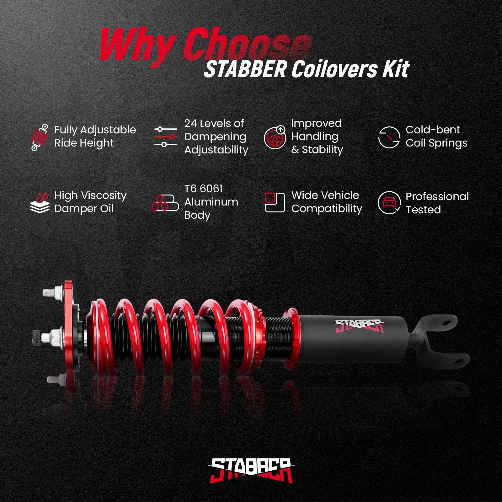 Stabber Coilovers 24 Level Damper Suspension Struts for Honda Prelude (1992–2001)