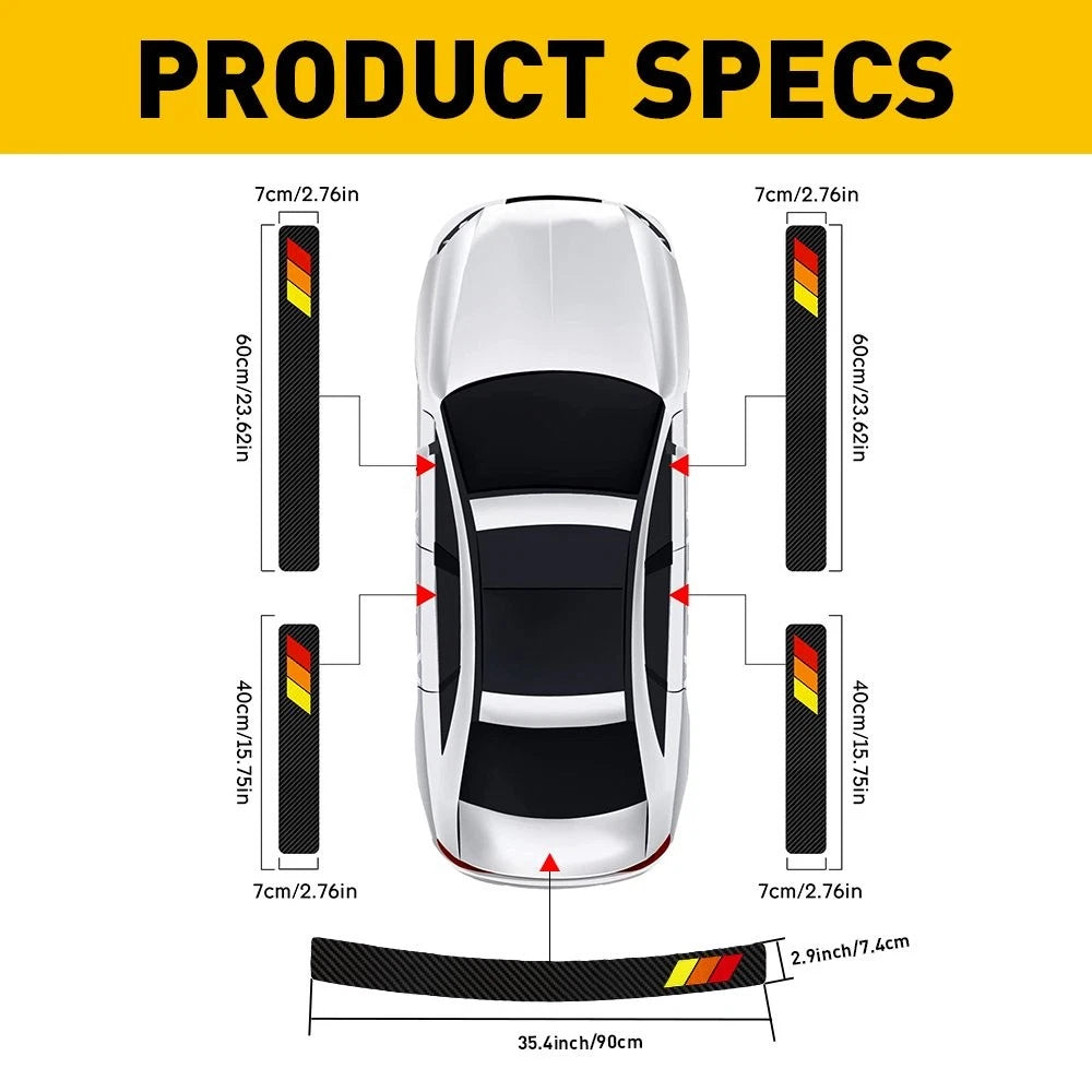 Carbon Glossy 4D Fiber Vinyl Scuff Plate Door Sill Stickers for Auto
