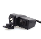 Dual USB Charger Power Adapter with Voltmeter for Motorcycle (12V)