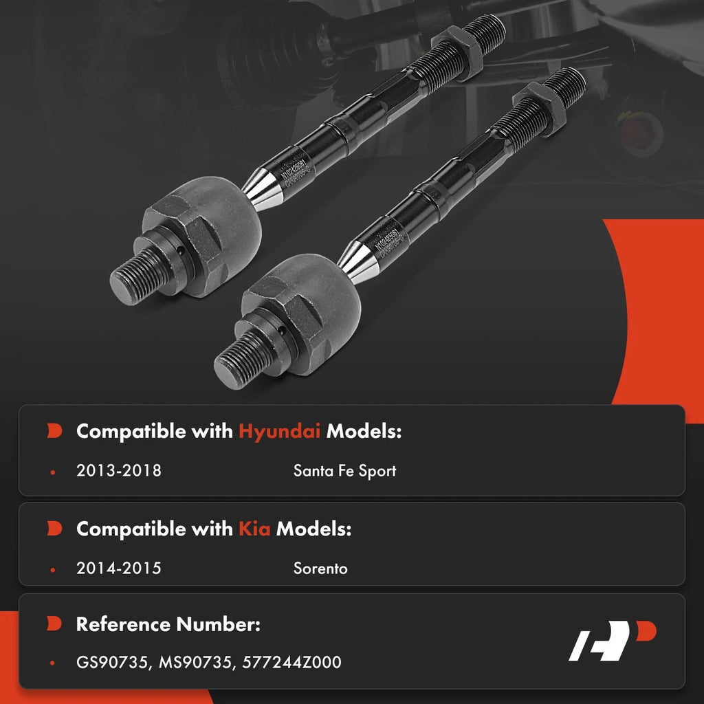 2X Front Inner Side Tie Rod End for Kia Sorento Hyundai Santa Fe (2013–2019)