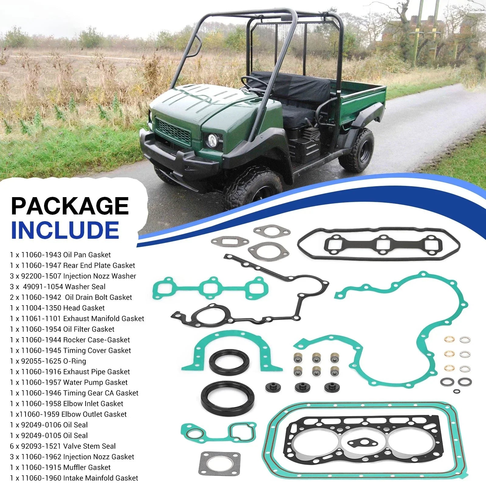 Engine Top End Gasket Rebuild Kit for Kawasaki Mule 2510 (2000–2002)