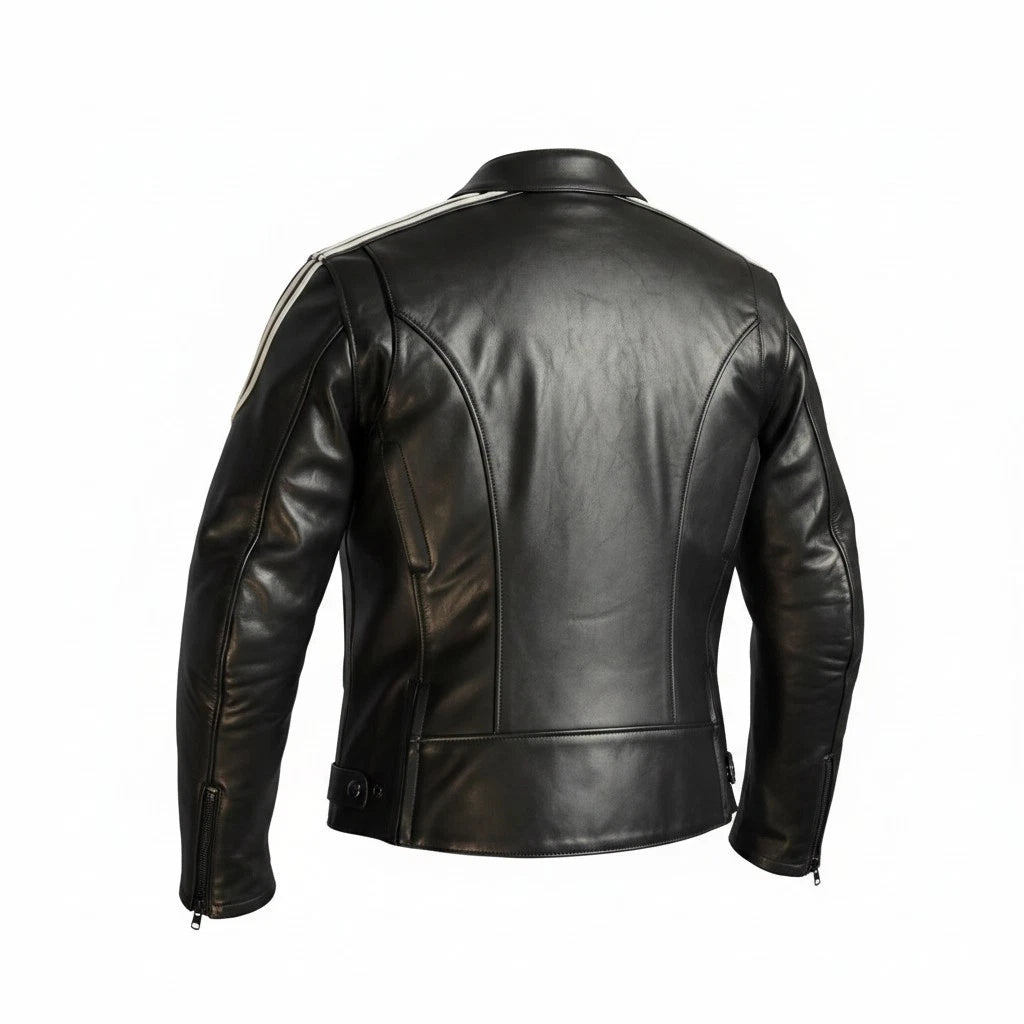 Women's Twin Stripes Leather Jacket for BMW Motorrad (Black & White)