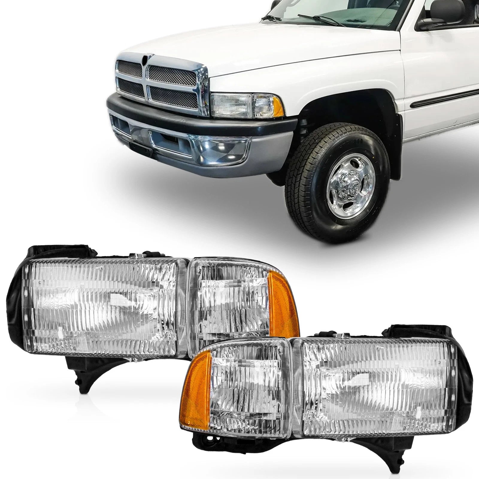 Pair Headlights for Dodge Ram 1500 2500 3500 (1994–2002)