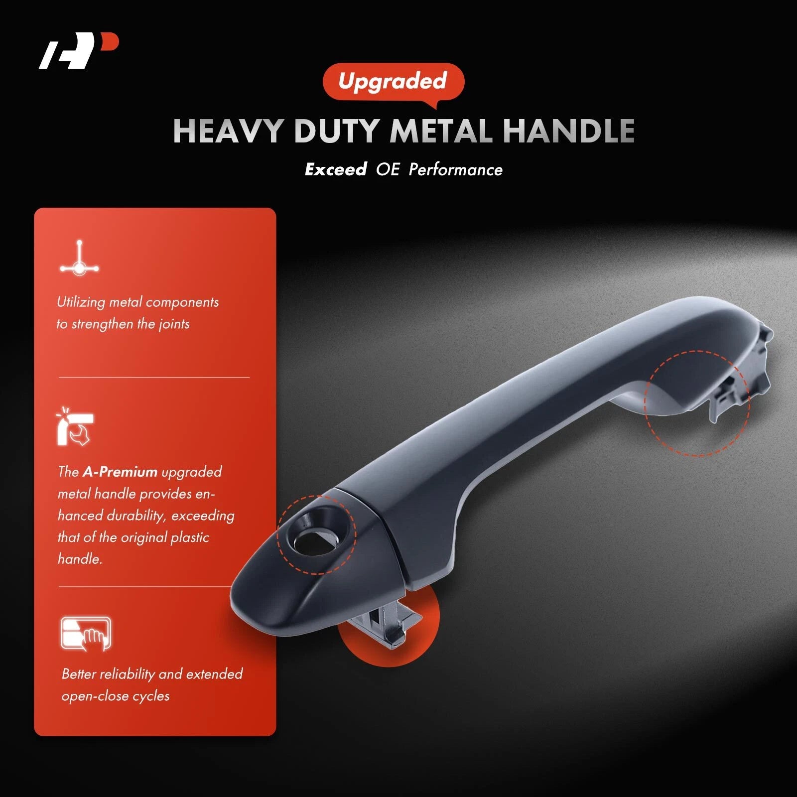 Front Left Pro Metal Exterior Door Handle for Toyota Tacoma (2016–2023)