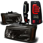 Smoked Crystal Headlight + Black Tinted 3D LED Tail Light for Silverado (2003–2007)
