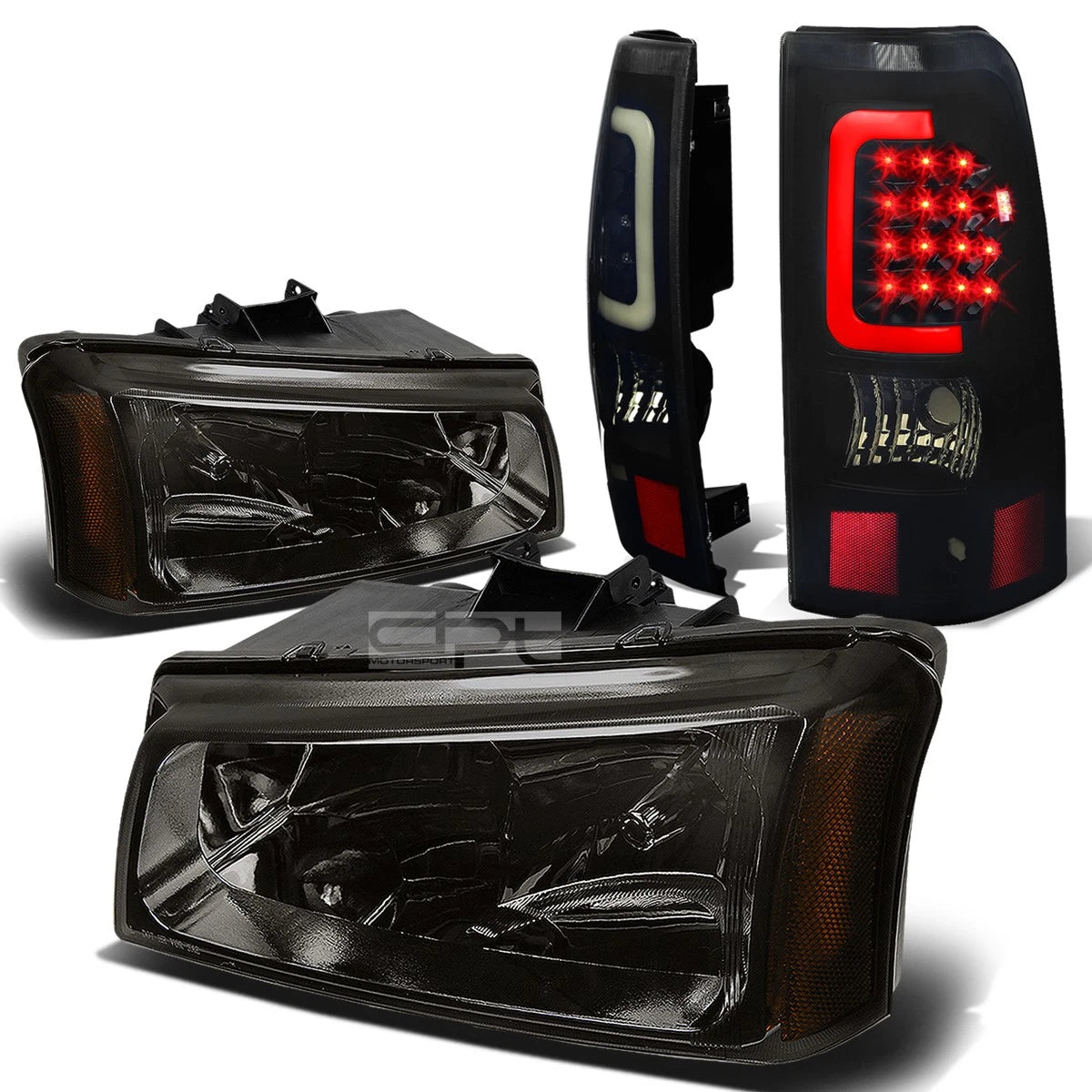 Smoked Crystal Headlight + Black Tinted 3D LED Tail Light for Silverado (2003–2007)