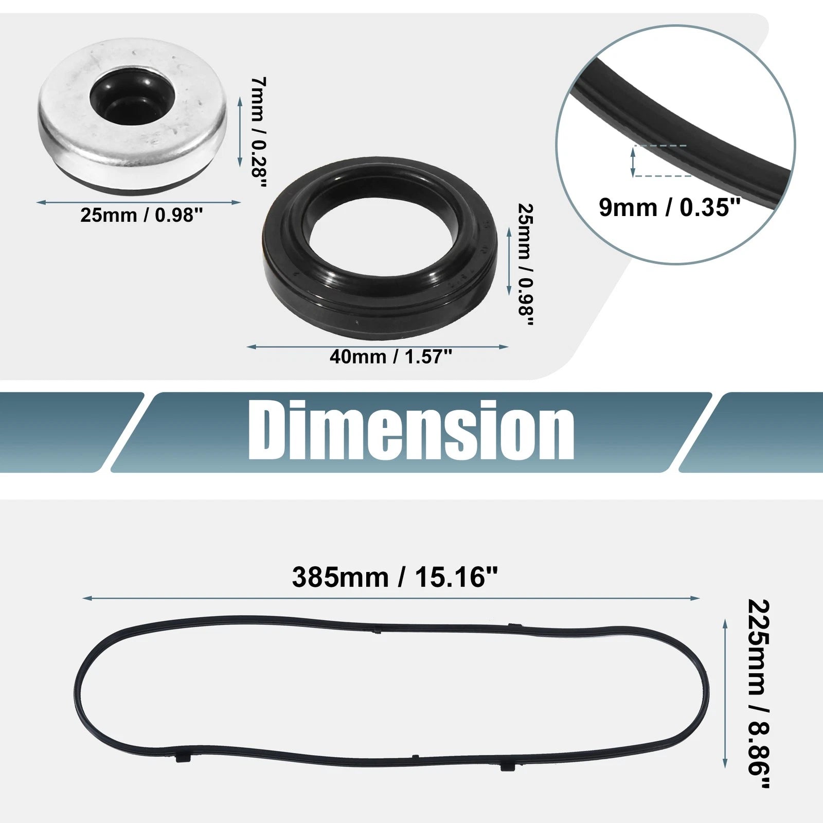 Set of 2 Valve Cover Gaskets for Honda Odyssey (2005–2009) VS50607R Rubber Black