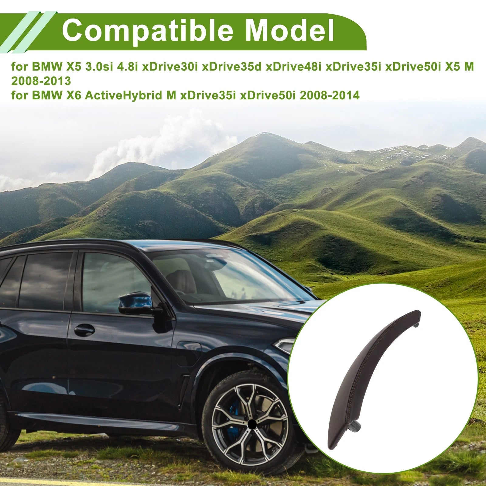 Door Panel Handle Pull Trim Cover for BMW X5 (2008–2013) No. 51416970240 Deep Brown