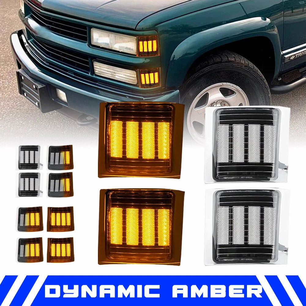 Clear LED Corner Turn Signal Lights for GMC Chevy C/K Silverado Suburban