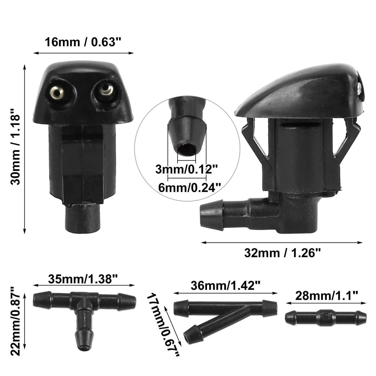 2X Windshield Washer Nozzle with 2.5m Hose Kit for Toyota Prius  85381-44010