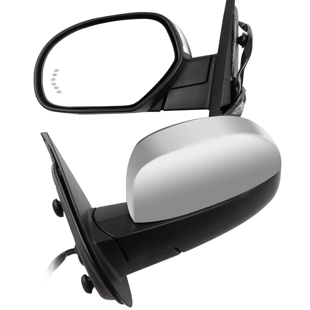 Pair Chrome Power Heated Manual Memory Folding Side Mirrors for Chevy GMC (2007–2014)