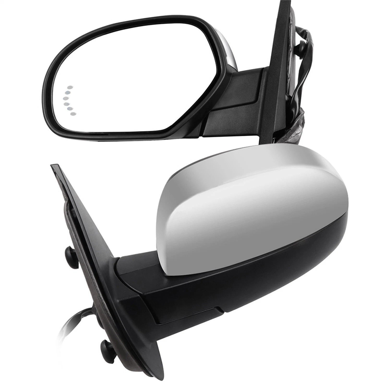 Pair Chrome Power Heated Manual Memory Folding Side Mirrors for Chevy GMC (2007–2014)