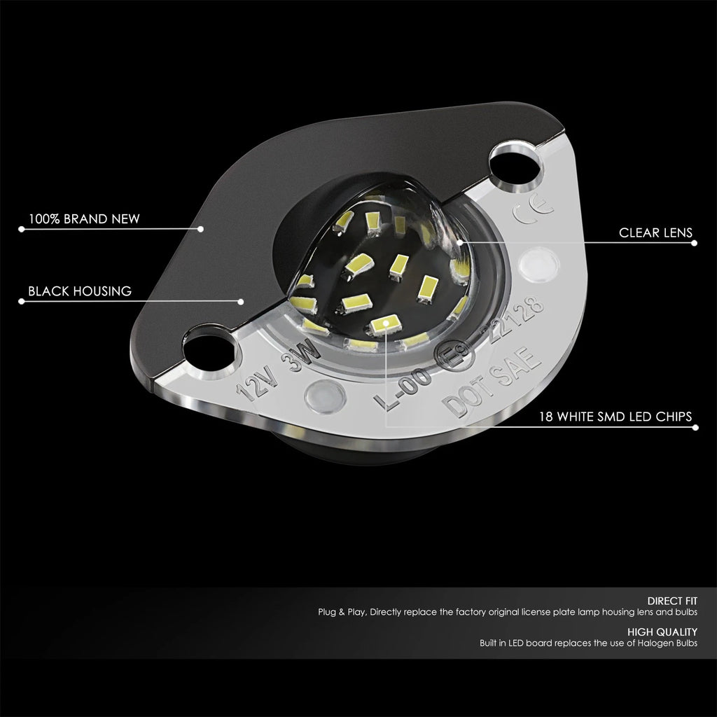 2X LED License Plate Lights for Ford Mustang (1994–2004) - Clear Lens
