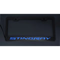 Polished Plate Frame w/Green LED&"Stingray"&Brushed Face for 2014-2017 Chevy