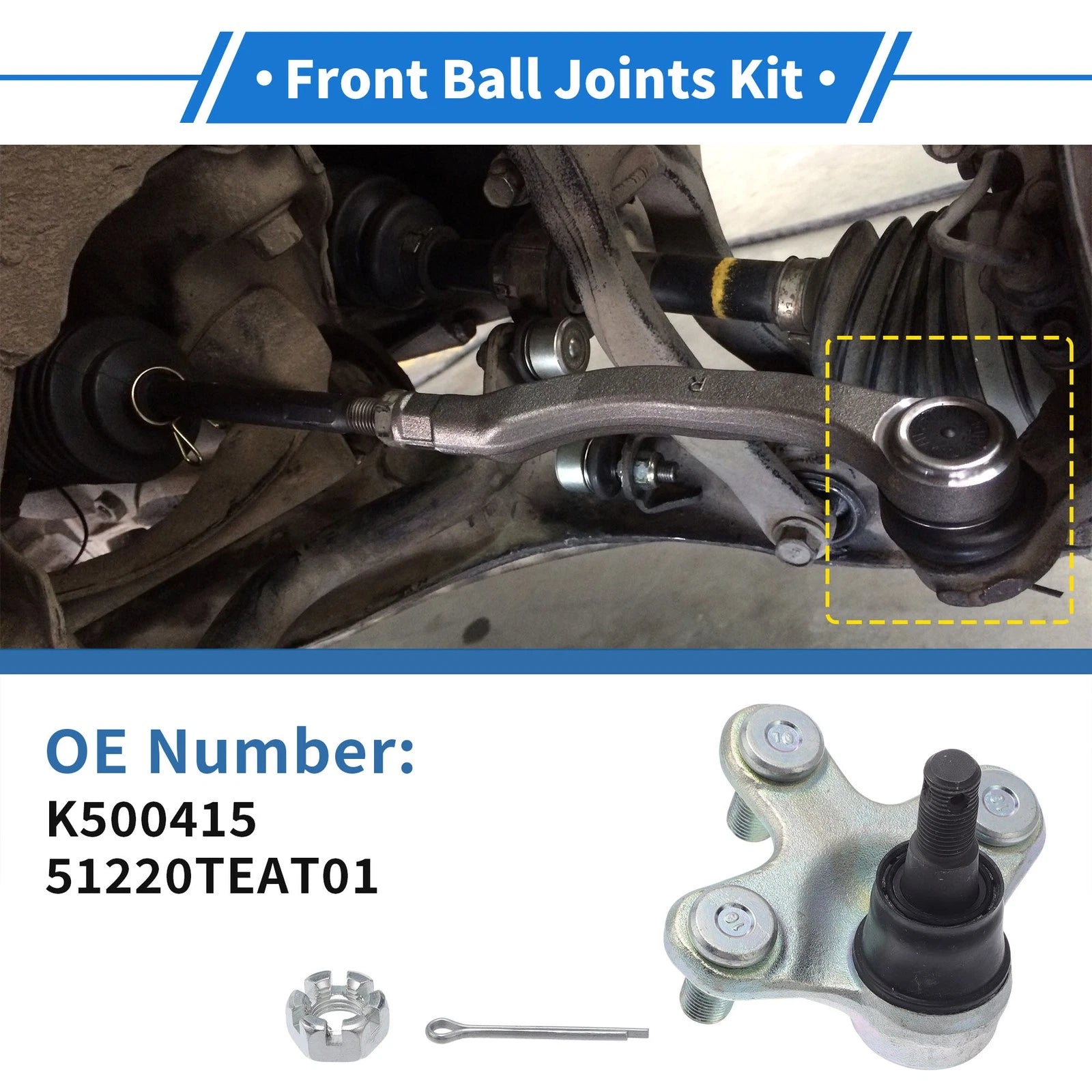 2X Front Lower Ball Joints for Honda Civic (2017–2021) No.K500415/51220TEAT01