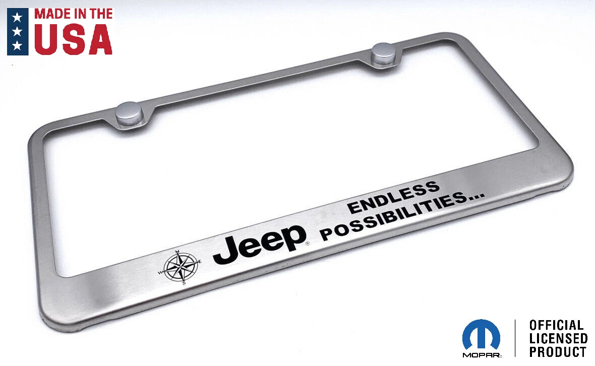 Brushed Stainless License Plate Frame for Jeep Wrangler JK (2007–2018)
