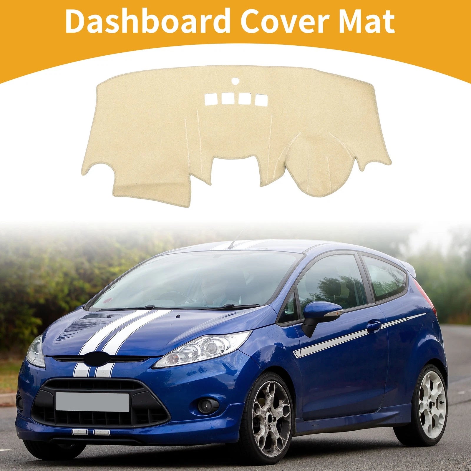 Dashboard Cover for Ford Fiesta MK7 (2009–2017) Dash Mat Carpet Beige