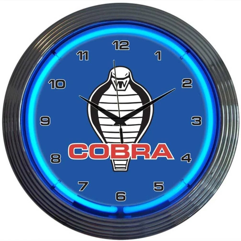 Wall Mount Neon Clock Sign Light Up Blue for Shelby Cobra (1965–1965)