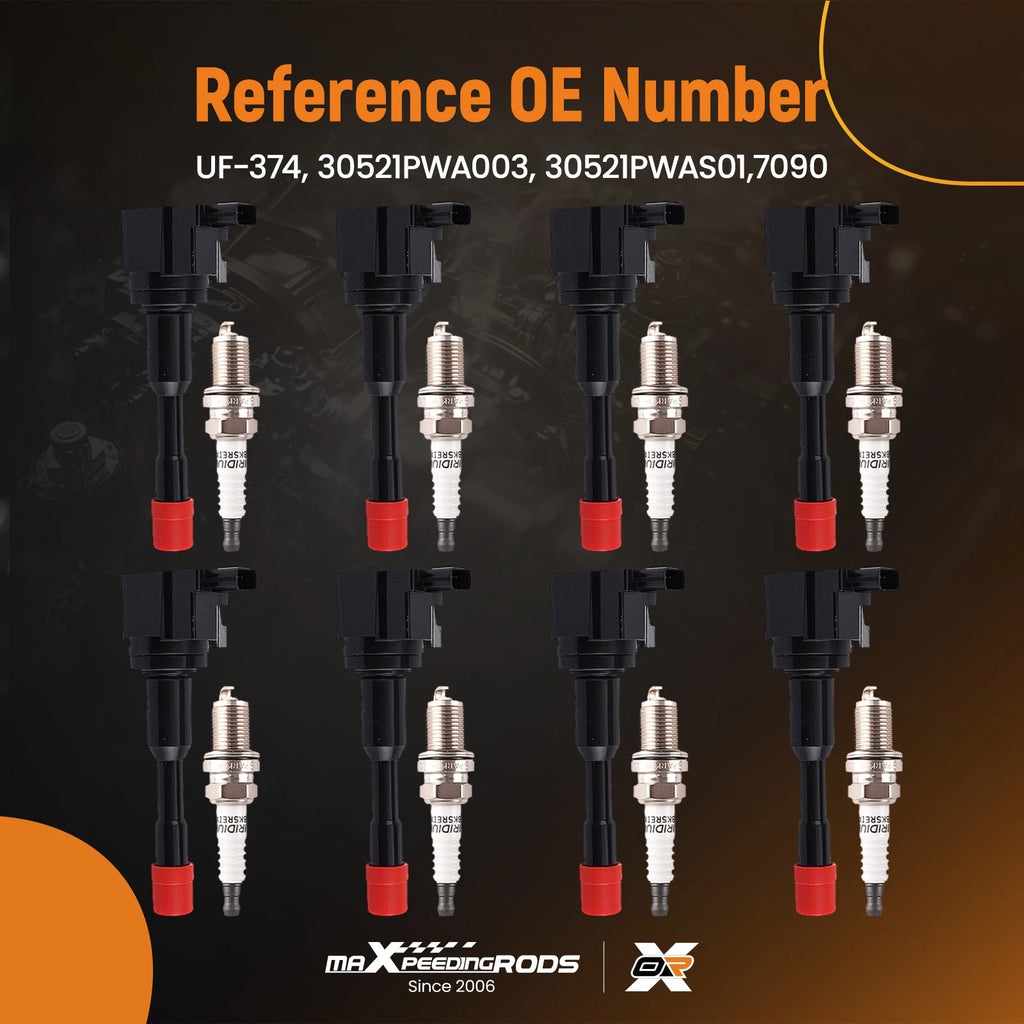 Set of 8 Ignition Coils & Spark Plugs for Honda Civic (2003-2005)