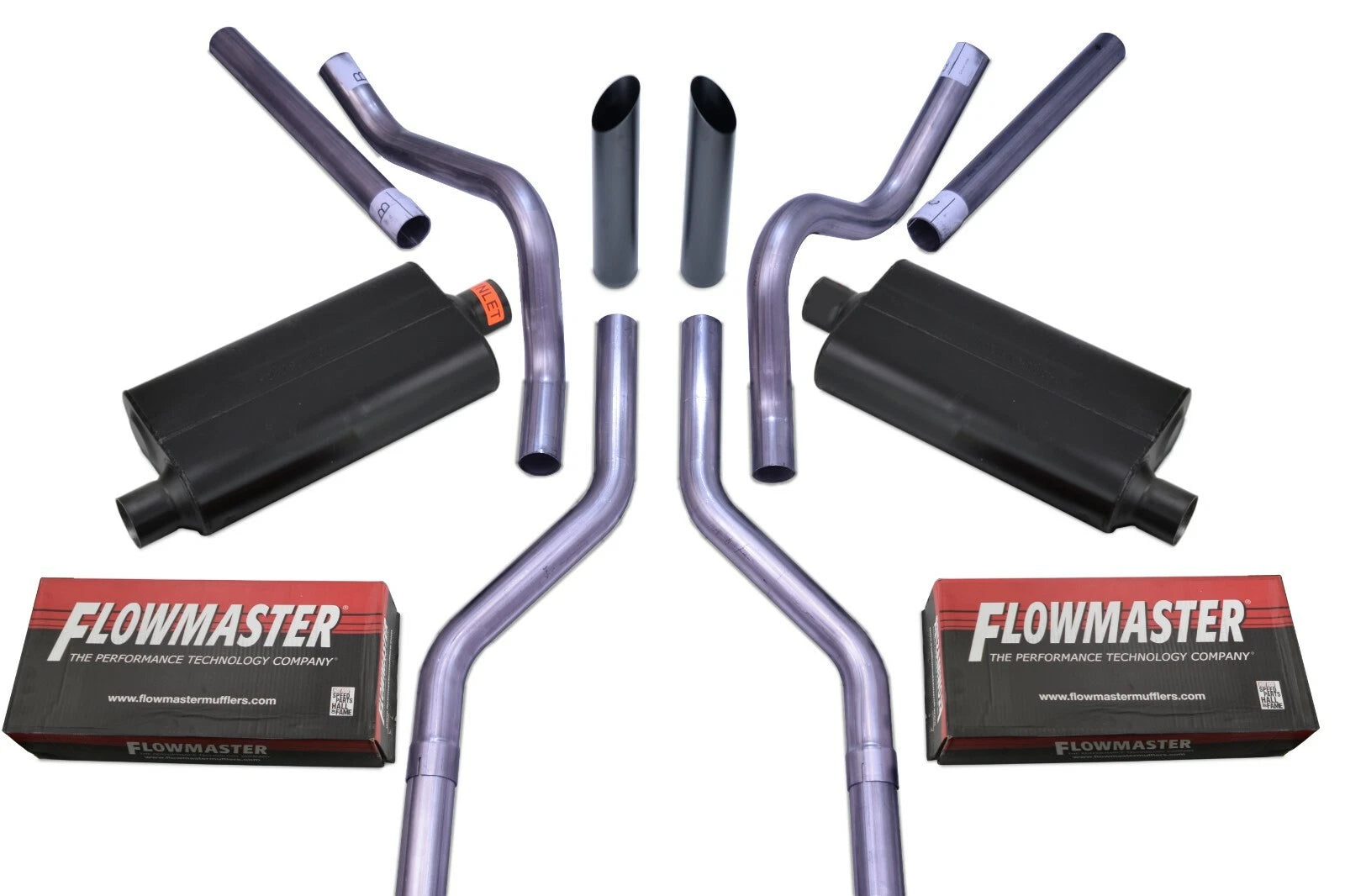 Dual Exhaust Kit for Chevy GMC C10 (1963–1972) Flowmaster 50 Series Black