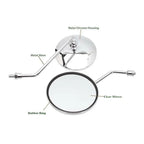 Chrome Round Mirrors 10mm Thread for Motorcycle Scooter