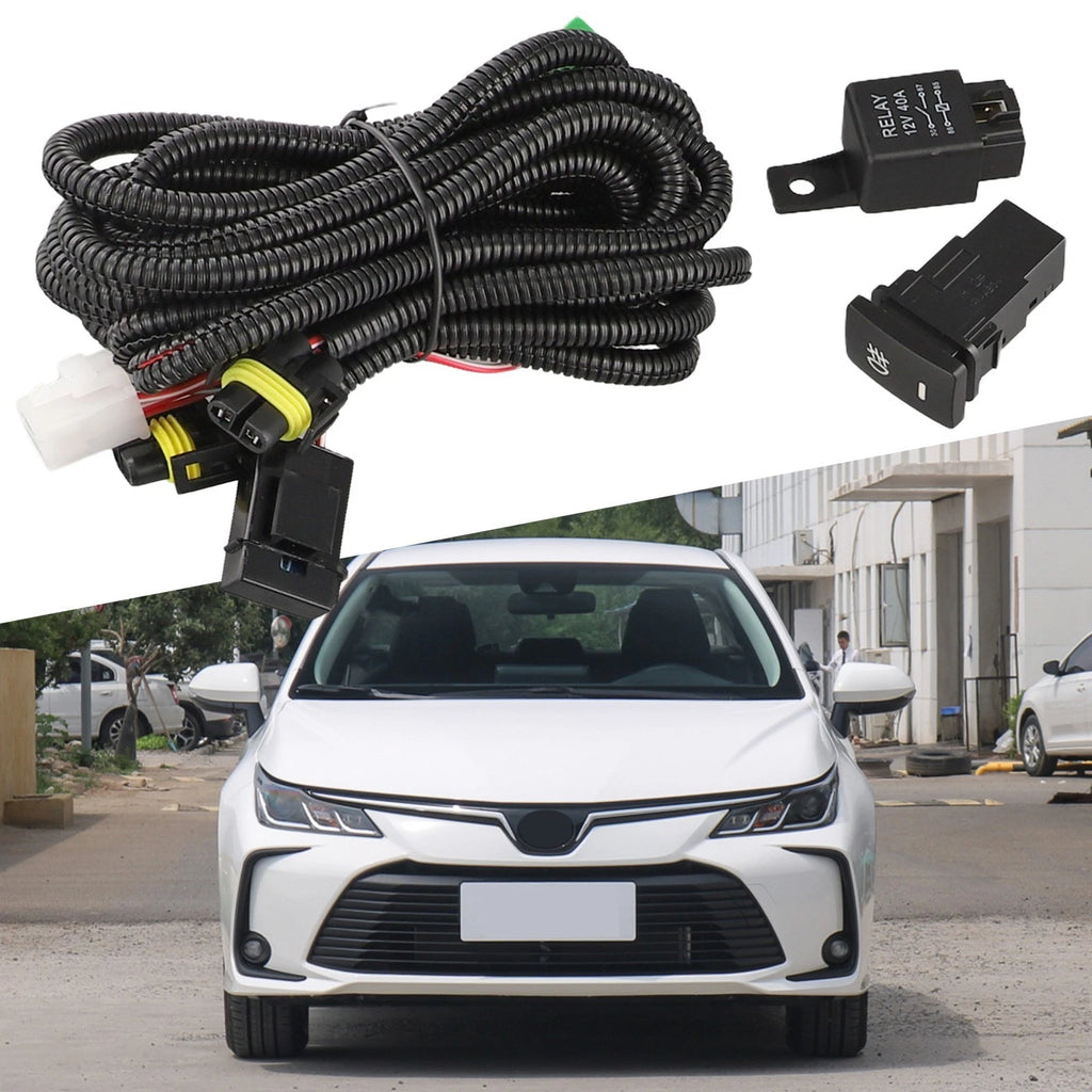 H11 Adapters Fog Light LED Wiring Harness Switch Kit for Toyota (12V)