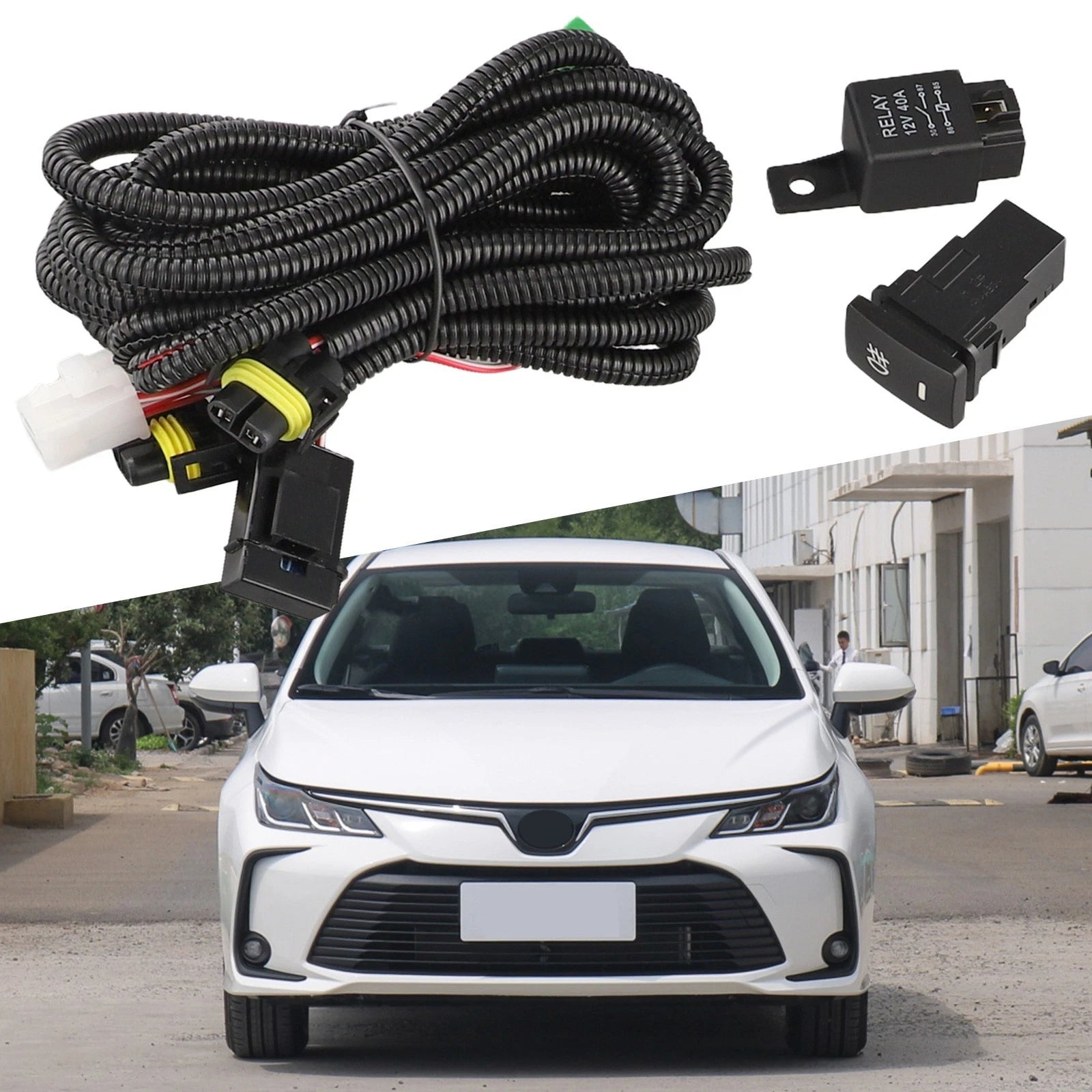 H11 Adapters Fog Light LED Wiring Harness Switch Kit for Toyota (12V)