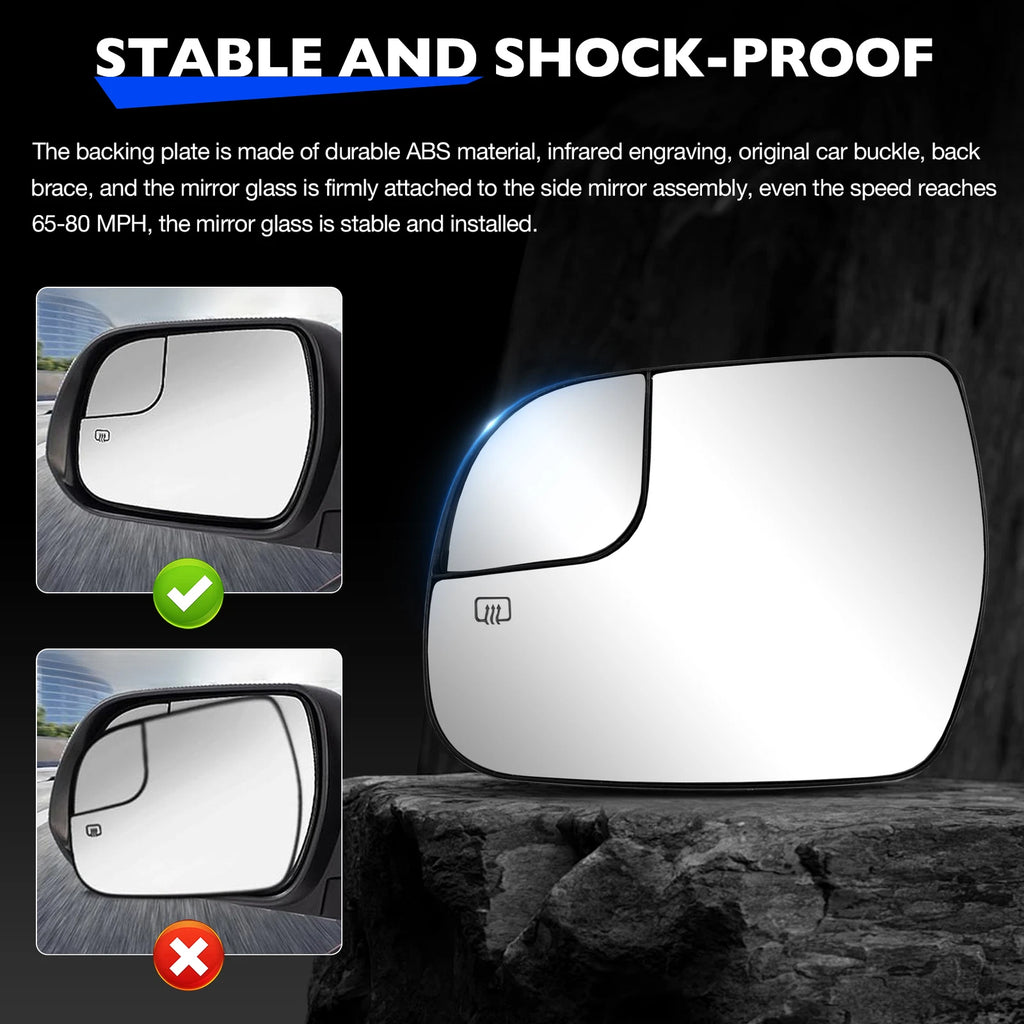 Left Driver Side Convex Mirror Glass w/ Power Heated for Toyota Sienna (2014–2020)