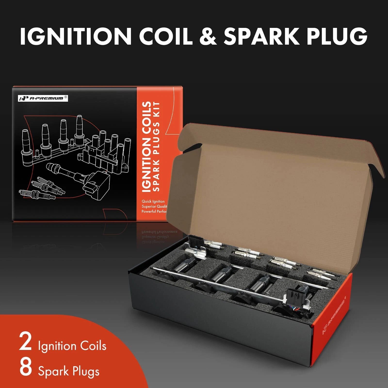Ignition Coil & Iridium Platinum Spark Plug for Cadillac (2004-2005)
