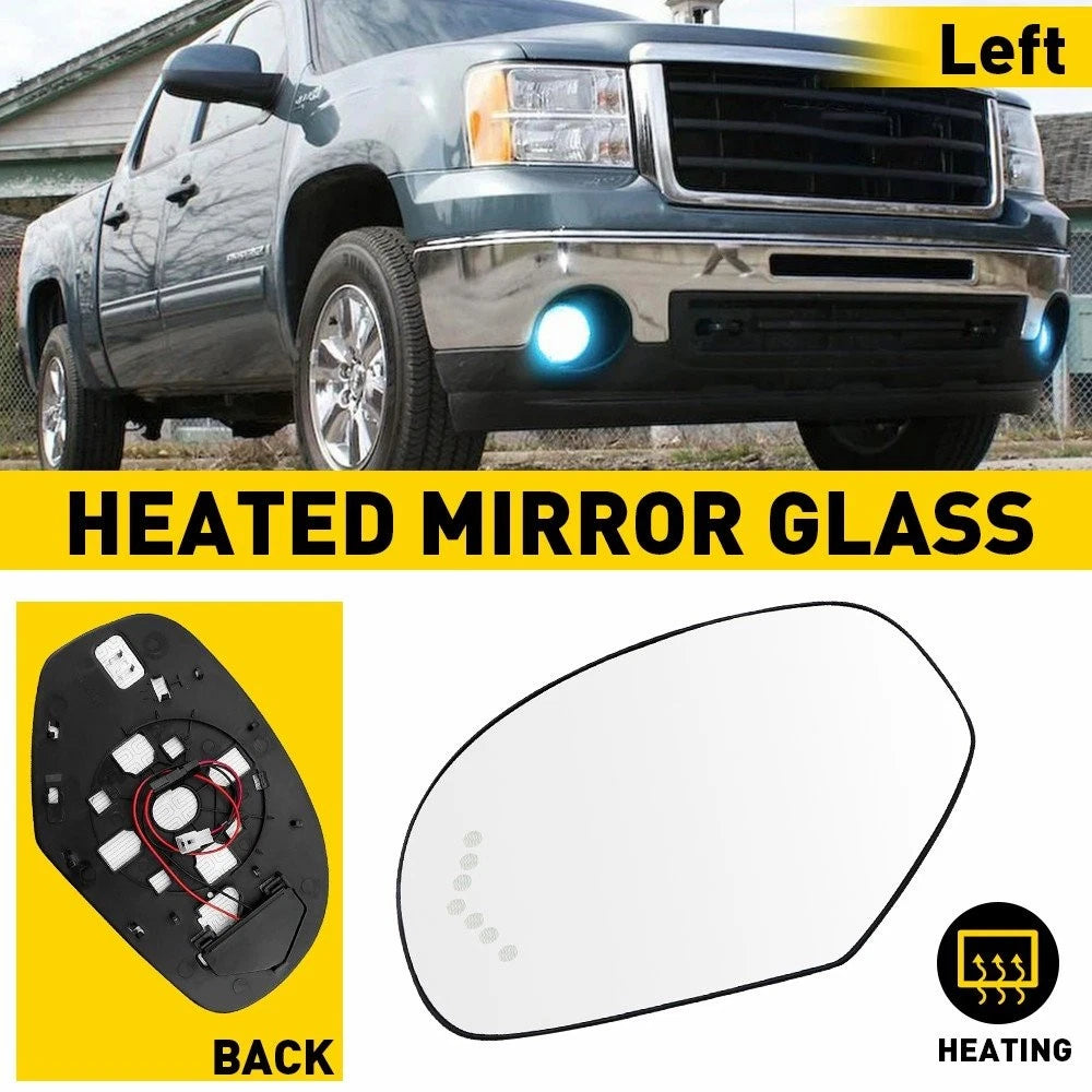 Side Mirror Glass for Tahoe Yukon Silverado (2007–2013) Heated Signal Left