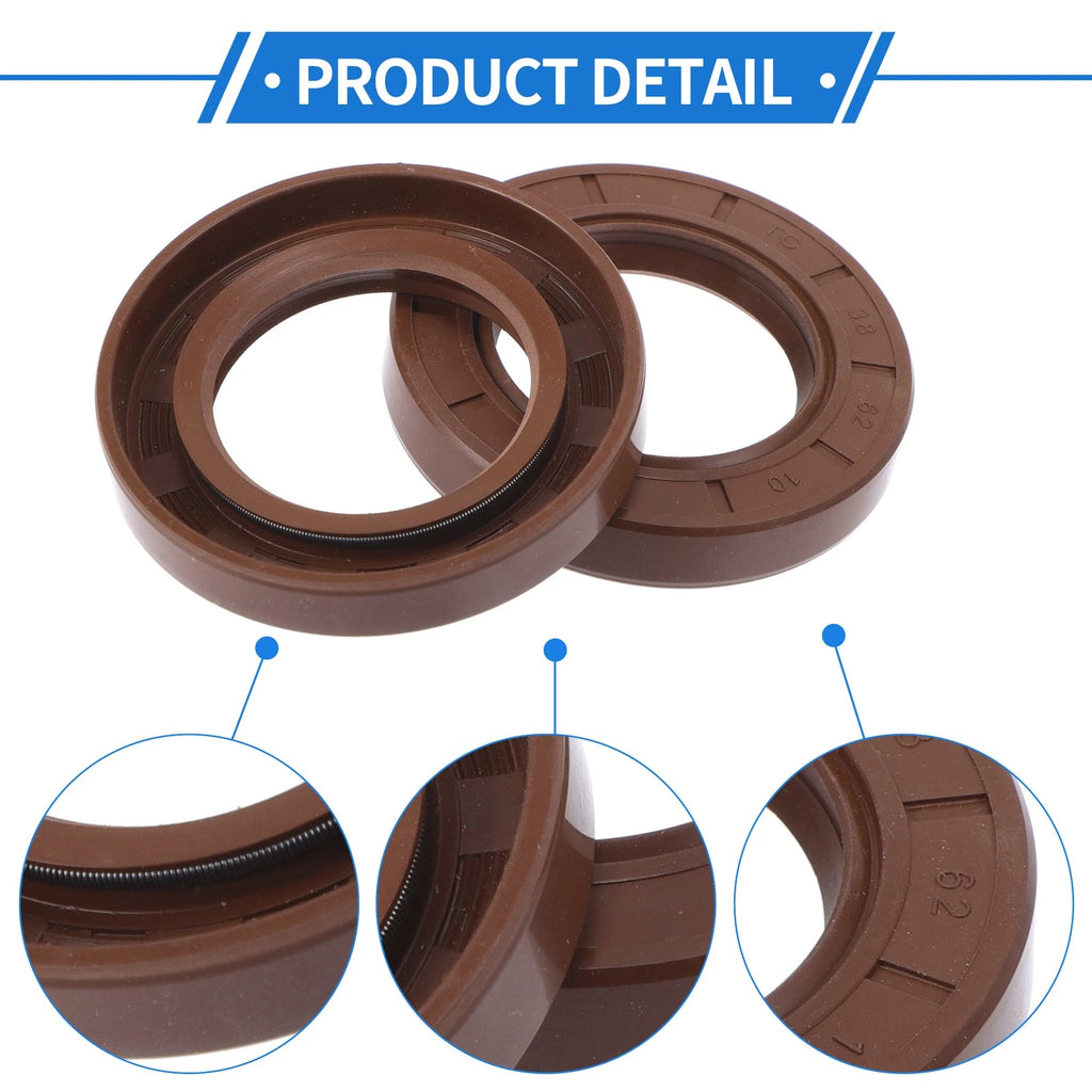 Set of 2 Oil Seal Rotary Shaft Seal FKM Rubber 38x62x10mm