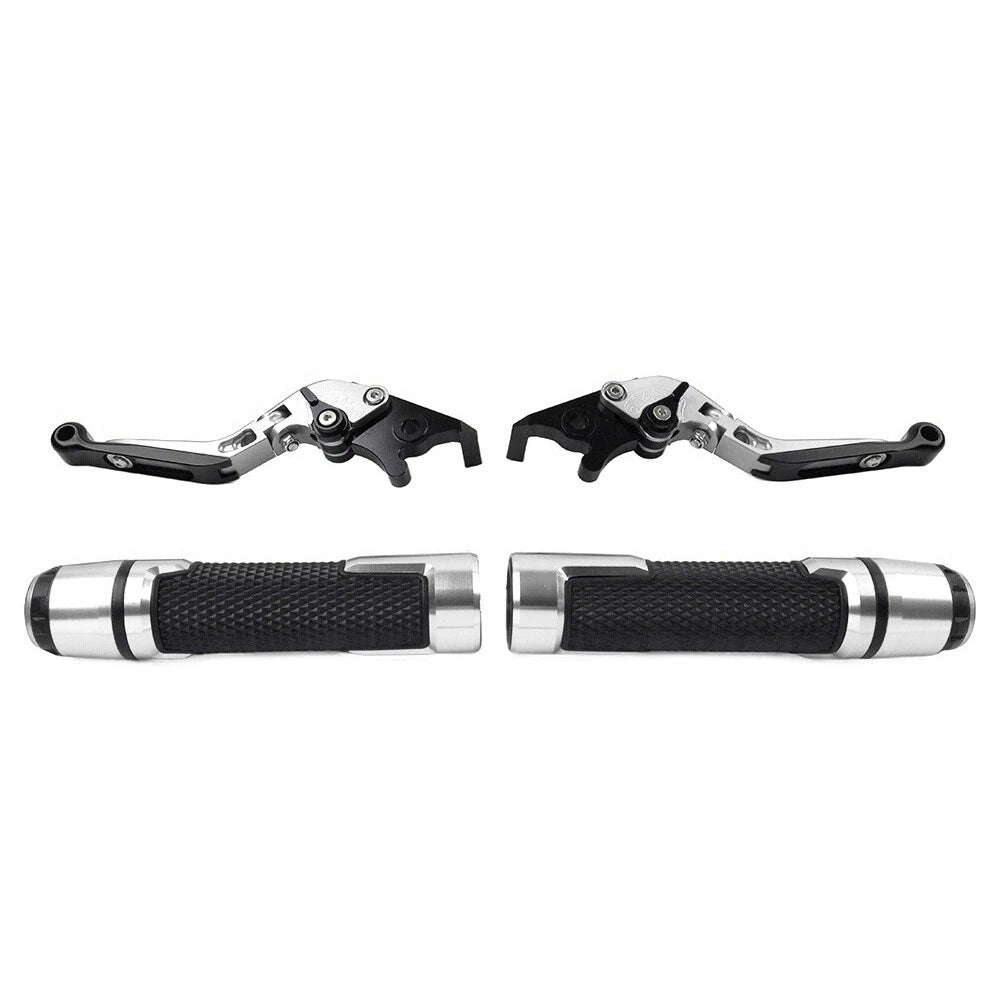 Set of 2 Silver Extendable Brake Clutch Lever Handlebar Grips for Yamaha YZF R1 (2009–2014)