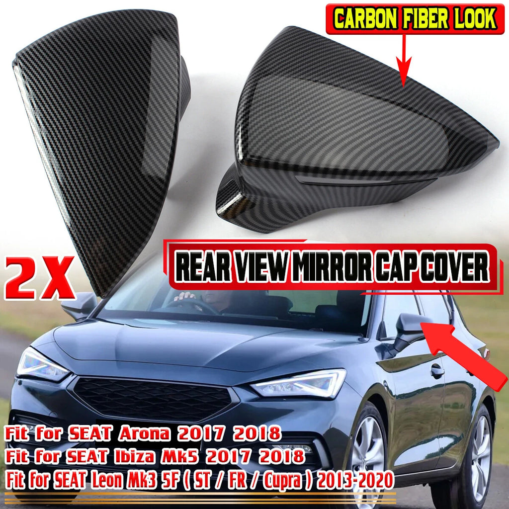 2X Rear Side Mirror Cover Cap for SEAT Leon Mk3 5F Ibiza MK5 Arona KJ7