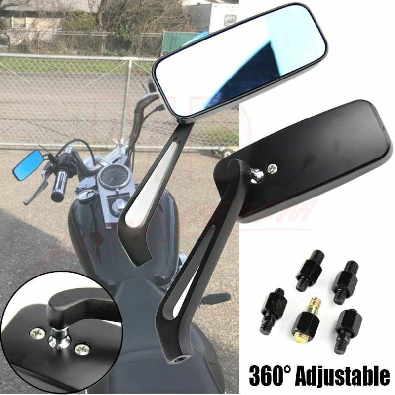 Universal Rectangle Rearview Mirrors for Harley Honda Suzuki Kawasaki