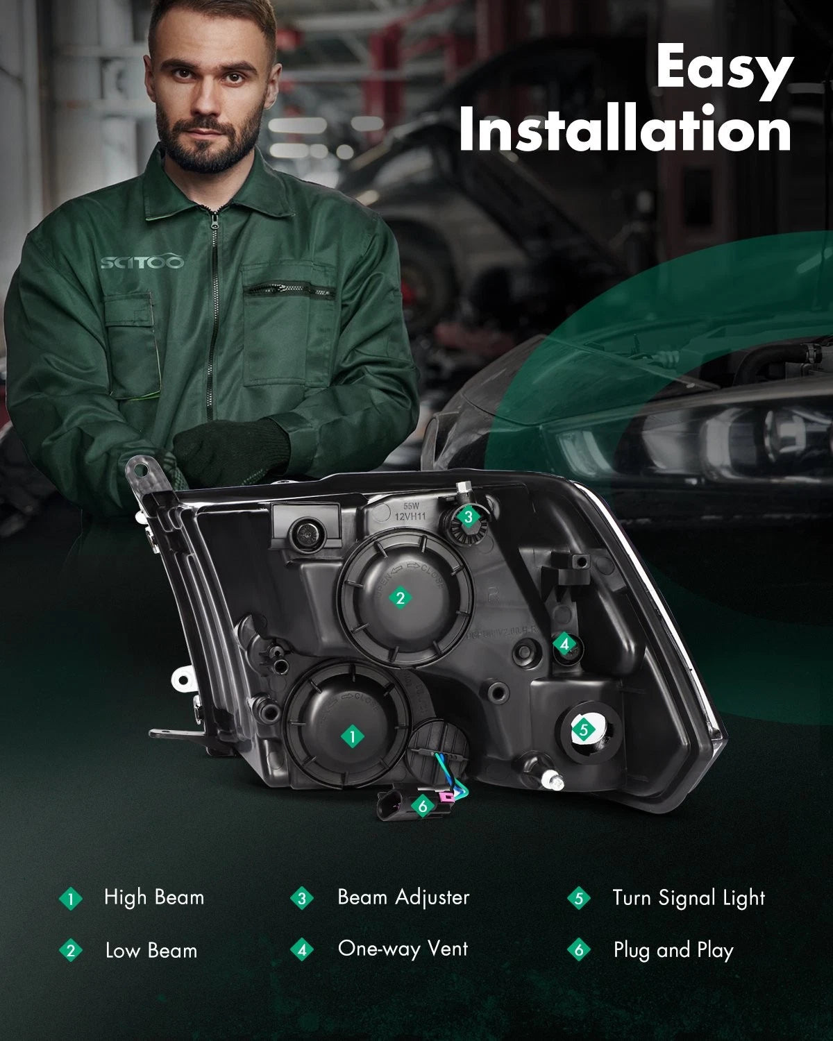 2X Headlight Assembly for Dodge Ram 1500 2500 3500 (2009–2018) Black