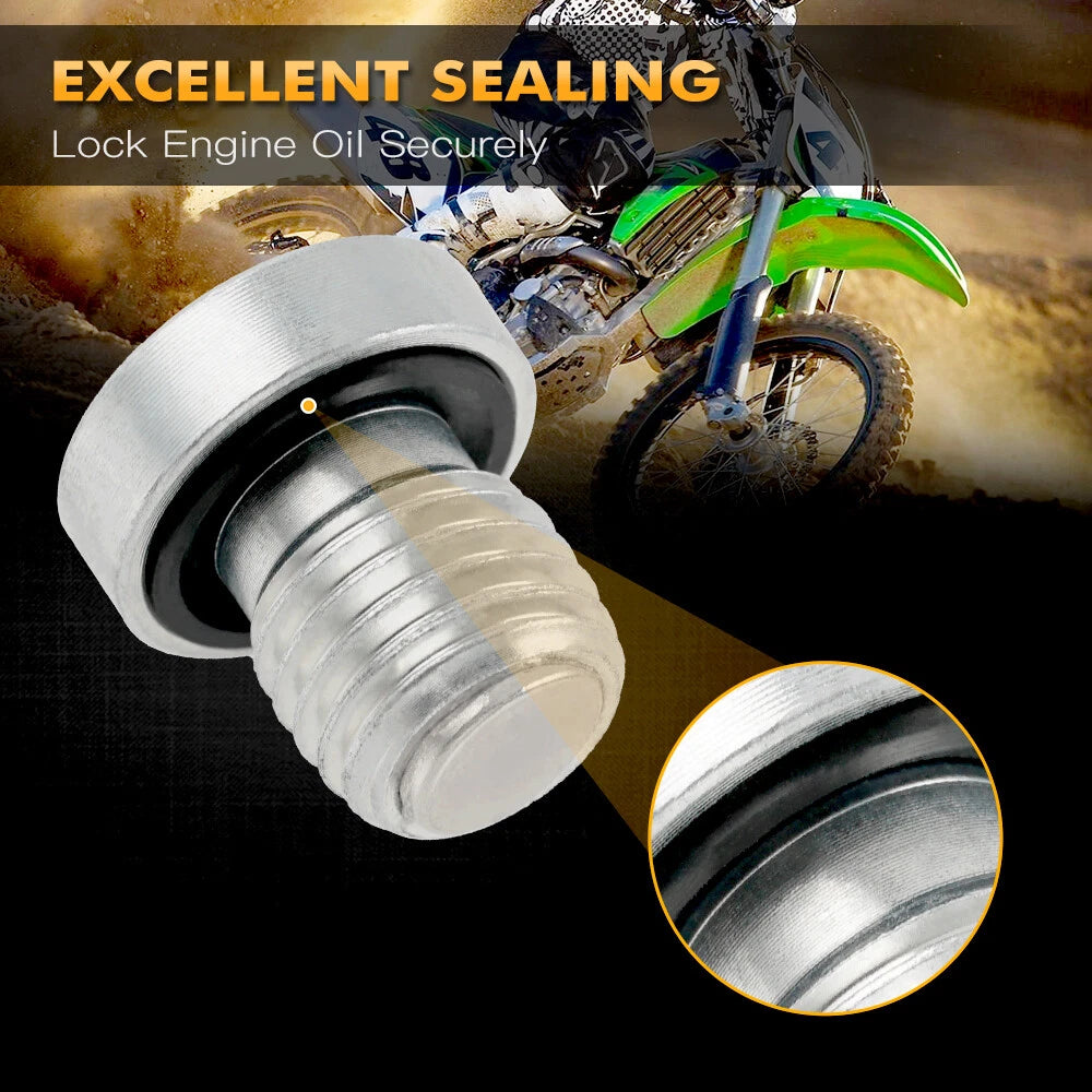 M12XP1.5 Magnetic Oil Pan Drain Bolt with Washer for Kawasaki KLR650 (1987–2016)