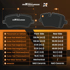 Set of 4 Front & Rear Ceramic Brake Pads for Ford Edge (2011–2014)/Lincoln MKX (2011–2015) D1258