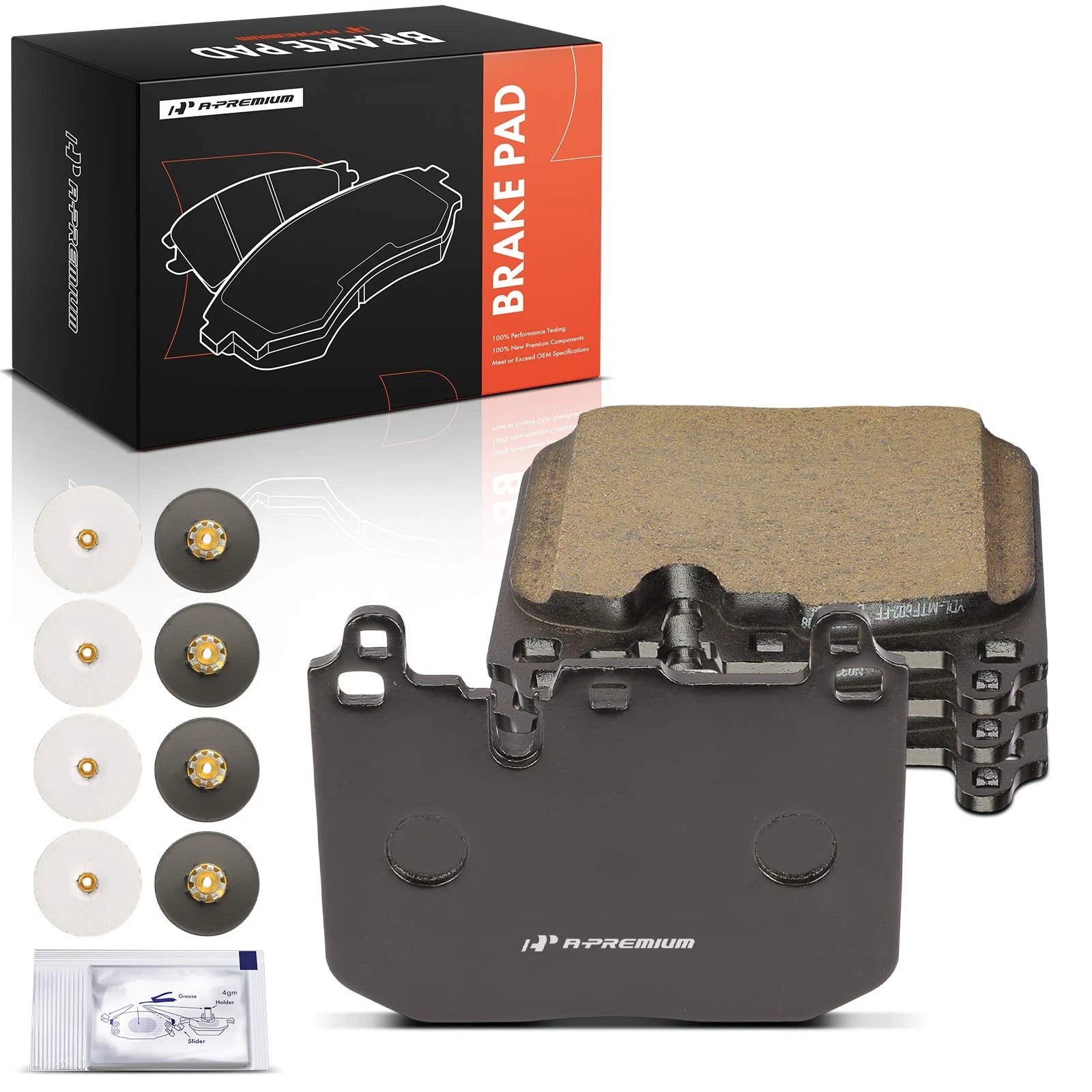 Set of 4 Front Ceramic Brake Pads with Hardware for Mini Cooper (2015–2016)