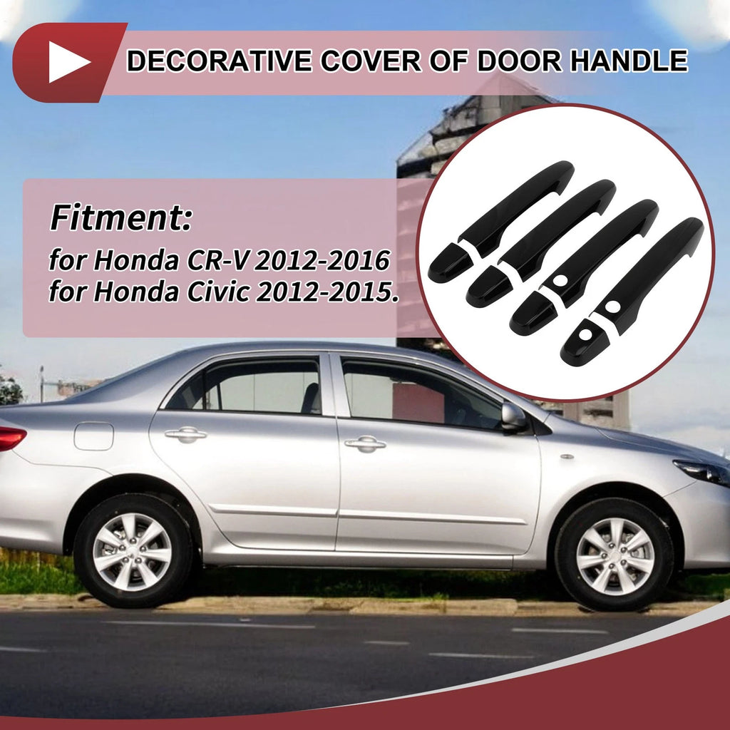 Set of 4 Car Door Handle Covers for Honda CR-V (2012–2016) Gloss Black ABS