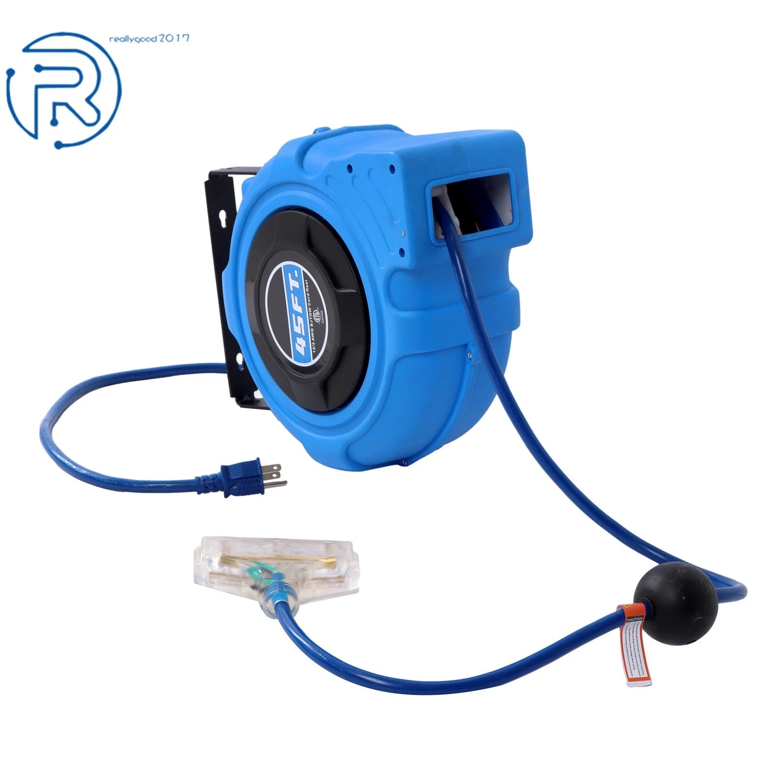 Retractable Extension Cord Reel for Heavy Duty Use (45 Ft)