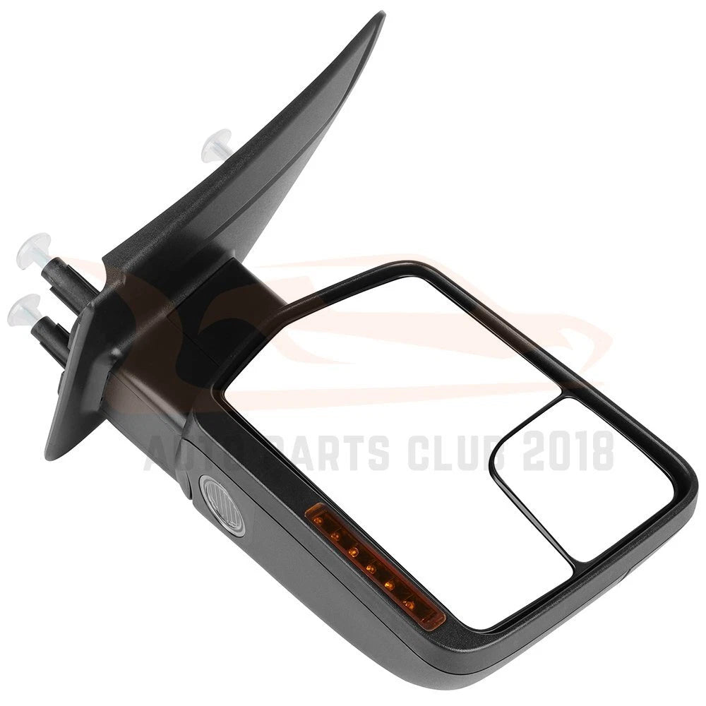 2X Power Heated Turn Signal Puddle Light Mirrors for Ford F150 (2004–2014)